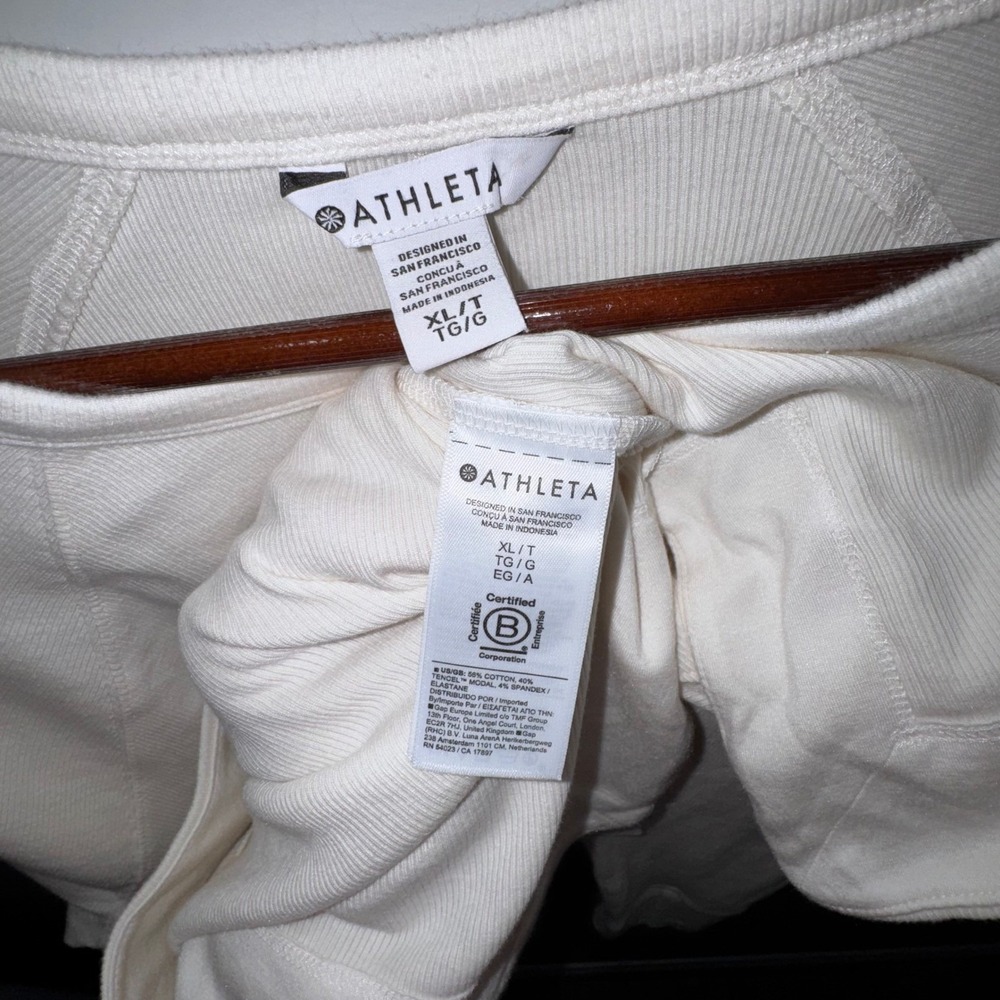 Athleta Coaster Luxe Rib High Hip Sweatshirt Womens XL TALL Magnolia White NWT - Picture 6 of 14